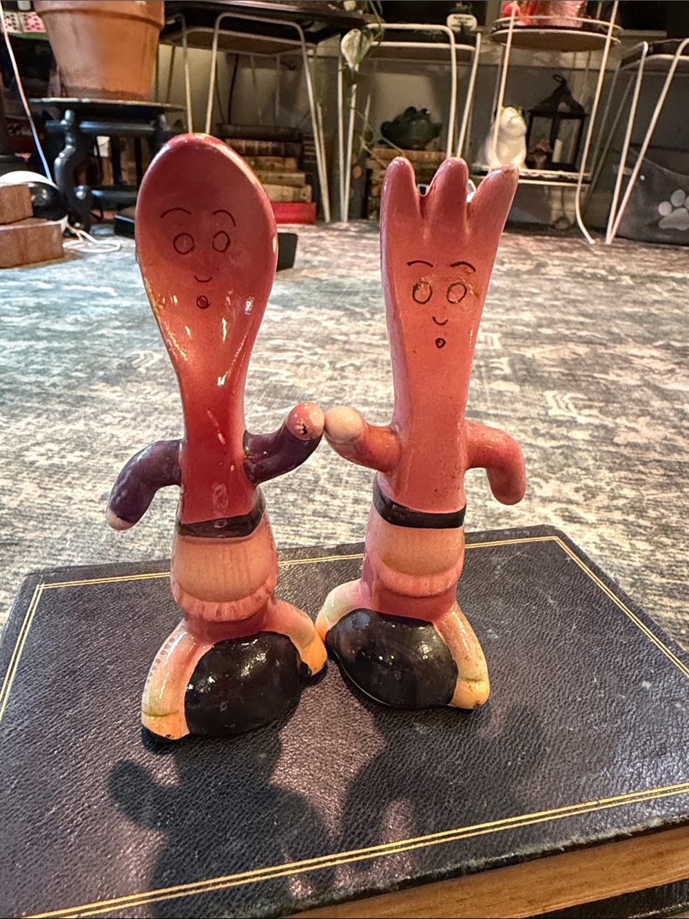 Anthropomorphic "running" fork and spoon salt and pepper shakers